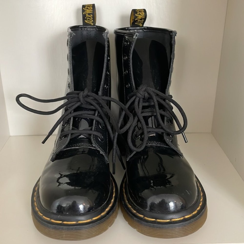 Dr. Martens 1460 Patent Leather Lace Up Combat Boots in Black - Picture 5 of 10